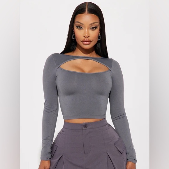 Fashion Nova Tops - Elegant Gray Long Sleeve Women's Top size small/medium